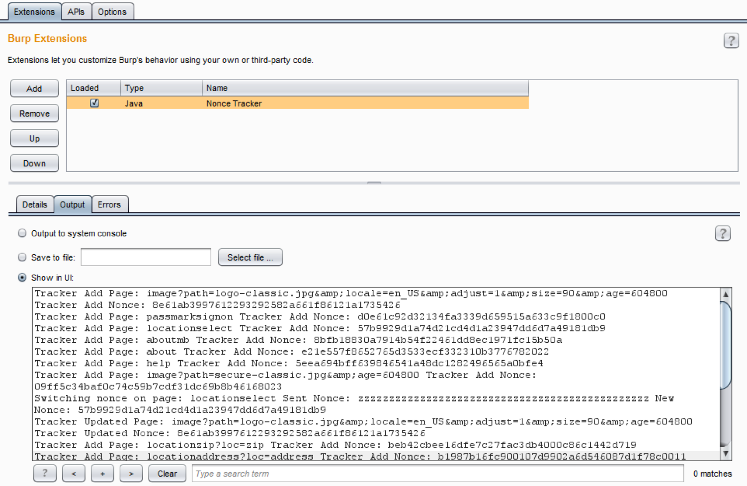 Multiple NONCE (one-time token) Value Tracking with Burp Extender