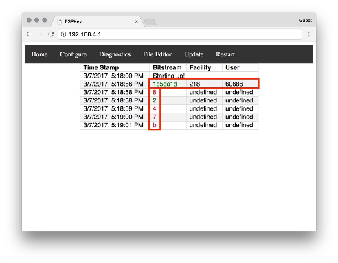 ESPKey log example