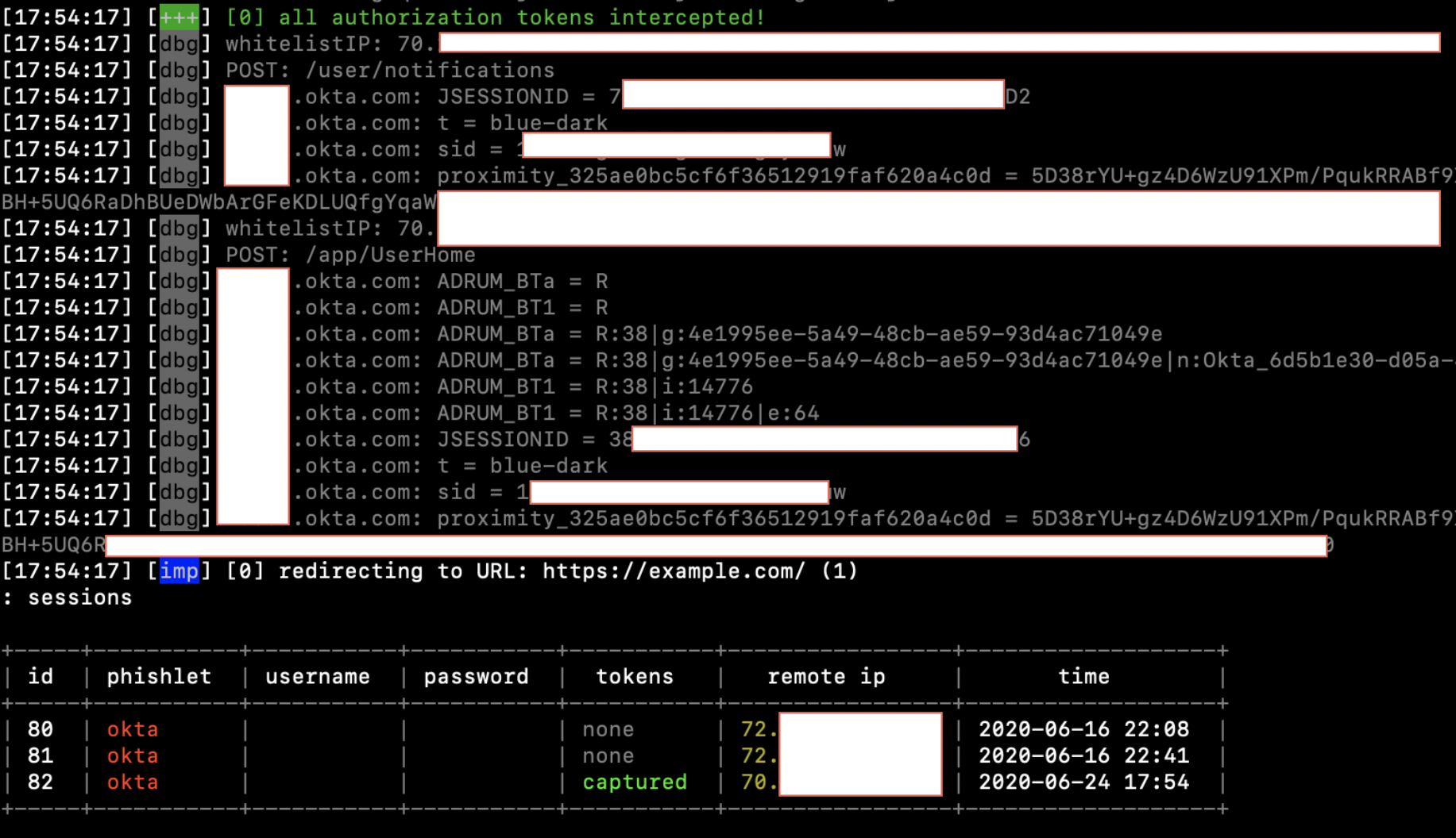 evilginx session log data